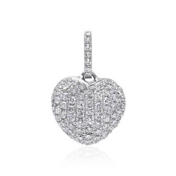 Colgante corazón en oro blanco de 18 quilates, diamantes, aprox. 0,74 quilates.