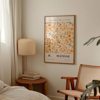 Cuadro flores, marco premium chapado en roble, 30x40 cm
