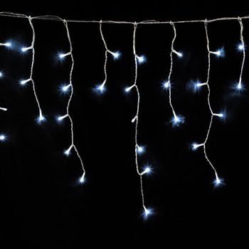 Guirnalda Luces Navidad Cortina 10x1 Metros 345 Leds Blanco Frio. Luz Navidad Interiores Y Exteriores Ip44. Cable Transparente