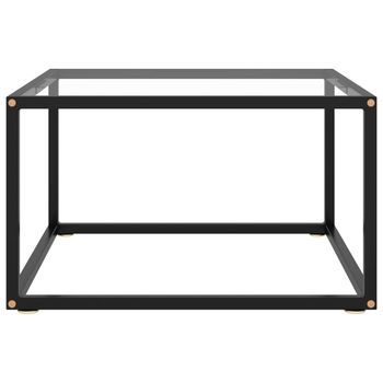 Mesa De Centro，mesa Auxiliar，mesa De Café Negra Con Vidrio Templado 60x60x35 Cm