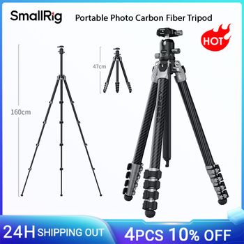 Trípode portátil de fibra de carbono para fotografía SmallRig, con cabezales de bola para cámaras DSLR sin espejo jaula con columna central Reversible -5478