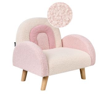Sillón Infantil Arcoíris Silla Tapizada Para Niños Patas De Madera Rosa Pastel Ombo