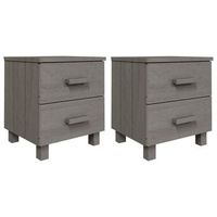 mesitas noche 2 unidades hamar pino macizo gris claro 40x35x445 cm