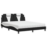 cama matrimonial  cama para adultos  cama con colchon cuero sintetico negro y blanco 160x200 cm