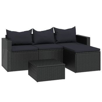 Conjunto De Muebles De Jardín Ratán Sintético Negro
