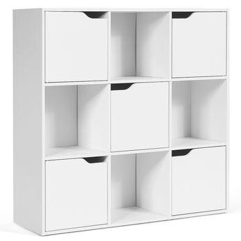 Costway Librería con 9 Compartimentos Estantería con Estante para Archivos Libro Plantas para Hogar Oficina Salón 90 x 29 x 90 cm