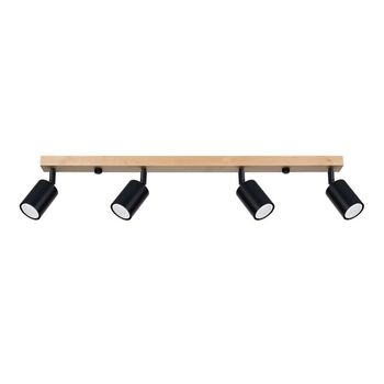 Regleta elluae negro, 4 luces