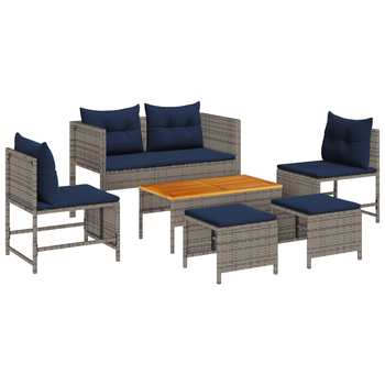 Conjunto De Sofás De Exterior Gris Y Azul Marino Cfw868841