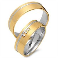 alianzas 8 quilates oro amarillo-blanco 3 diamantes