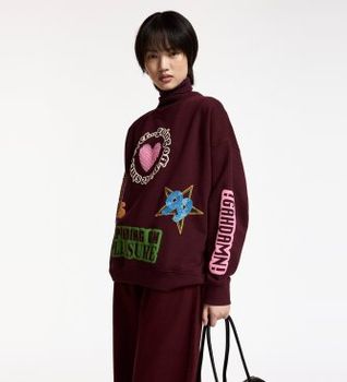 Essentiel Antwerp para mujer. KAMPUS Sudadera Estampada Kampus granate (XXS), Casual, Algodón