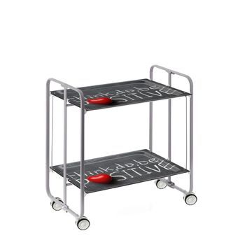 Carrito Auxiliar Plegable Bauhaus Con Ruedas – Armazón Metálico Gris, 2 Niveles, 4 Posiciones Ajustables,,61