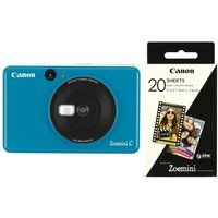 canon zoemini c instant camera  zoemini 2 x 3r glossy photo paper bundle - blue blue