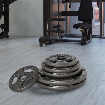 Juego De 6 Discos De Pesas 35 Kg Homcom Acero, Ø31x3 Cm, Plata