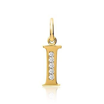 8k colgante de oro letra i con circonita