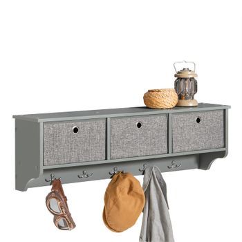 Perchero Moderno De Pared Estantería De Pared Con 5 Ganchos Y 3 Cajones L100 Cm Sobuy Frg282-hg Es