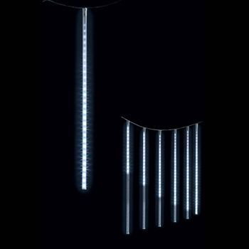 Cortina De Fachada Iluminada 210 Led 7 Tubos Efecto Gota 6m Exterior Blanco Frío