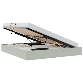 Estructura De Cama Ottoman Gris Claro 160 X 200 Cm Terciopelo Vidaxl