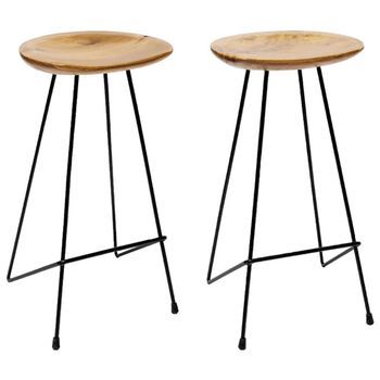 Taburetes De Cocina 2 Unidades Madera Maciza De Teca Vidaxl