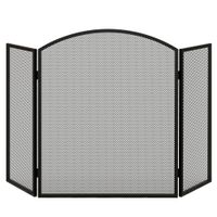 homcom protector de chimenea plegable de 3 paneles pantalla de chimenea con estructura de acero 96x62 cm negro   aosom espana