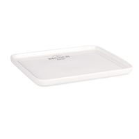 plato rectangular para brunch de porcelana blanca