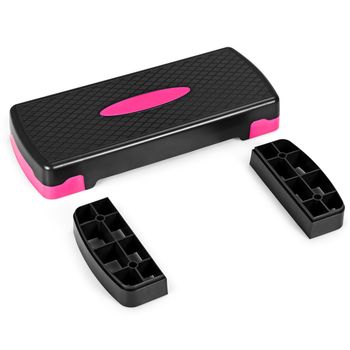Costway Step para Entrenamiento Aeróbico con Plataforma para Casa Gimnasio y Oficina Hasta 250kg 66 x 28 x 10-15 cm