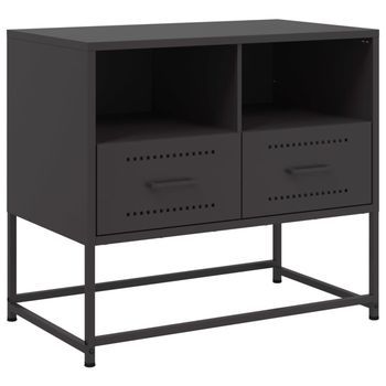 Mueble Para Tv | Mueble De Salón | Gabinete De Tv De Acero Negro 68x39x60,5 Cm
