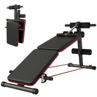 homcom banco abdominales plegable ajustable en altura con soporte popliteo regulable ideal hogar y gimnasio 137x51x50-66 cm negro   aosom espana