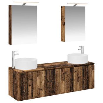 Juego De Muebles De Baño 5 Uds. Madera Envejecida Vidaxl
