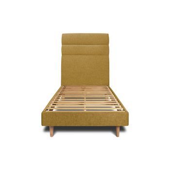 Cama 135x190 Cm Con Cabecero En Línea - Tejido Lienzo Mate