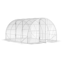 outsunny invernadero de tunel 4x3x2m con 2 puertas invernadero de jardin con techo redondeado para cultivos plantas transparente