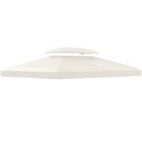 outsunny techo de repuesto 4x3 m para cenador de jardin 2 niveles transpirable con 10 orificios de drenaje cubierta de repuesto crema   aosom espana