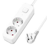 aigostar regleta enchufes alargador enchufe de 2 enchufes con interruptor cable de 5 metros blanco