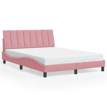 Estructura De Cama Sin Colchón Hanko Terciopelo Rosa 140x190 Cm Vidaxl