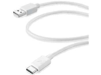 Cable USB a USB-C - CellularLine POWER, A C, 60 cm, 18W, Blanco