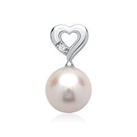 14 quilates oro blanco colgante perla diamante 00085 ct