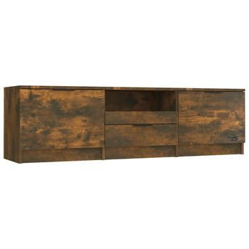 Mueble Para Tv Madera Contrachapada Roble Ahumado 140x35x40cm
