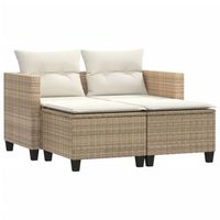 sofa de jardin  sofa de exterio 2 plazas con toldo y taburetes ratan pe beige