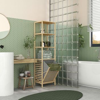 Estantería De Baño De Bambú Homcom 44x33x160 Cm Natural