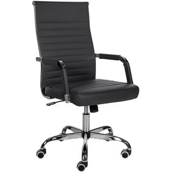 Silla De Oficina Amadora En Polipiel O Tela Simil Cuero Negro 63x51x98 Cm Clp