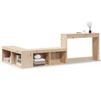 mesita de noche  mueble con escritorio madera maciza pino 232x122x75 cm