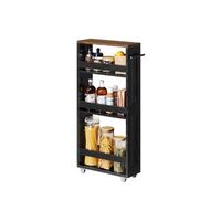 carro de cocina 4 niveles estantes regulables con ruedas y asa - negro