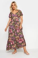yours vestido rosa y verde cruzado de flores mujer curvy y tallas grandes yours