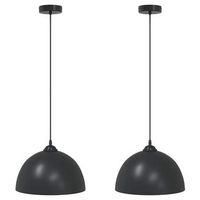 lamparas colgantes 2 uds regulable en altura e27 negro o 30 cm vidaxl