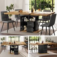 mesa de comedor extensible - mueble de salon - mdf y metal - madera natural 110x80x75cm