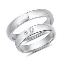 alianzas 14 quilates oro blanco 2 diamantes