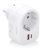 regleta pared aisens 1 toma usb-c 20w pd30 usb-a 20w qc30 blanco