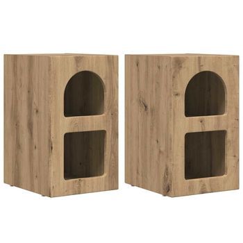 Mesita De Noche Elst 2 Uds. Roble Artisan 29,5 X 33,5 X 50 Cm Vidaxl