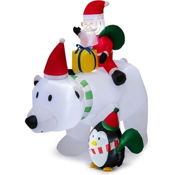 Oso Polar Inflable De 210 Cm Costway Con Luz Led Y Cabeza Temblorosa