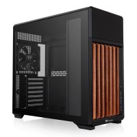 caja mid-tower thermaltake tr300 ws negro con frontal de madera y vidrio templado