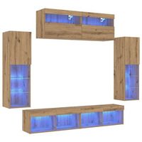 conjunto de mueble de tv 6 uds  mueble de salon  gabinete de tv roble artisan